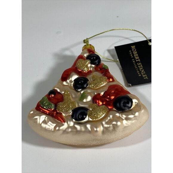 Robert Stanley Slice Pizza Hand Blown Glass Christmas Ornament 4” Lot Of 3 - Picture 3 of 6